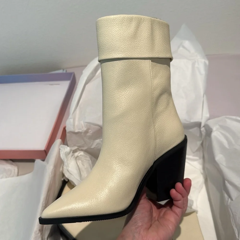 Nordstrom Lisa Vicky Mae-V Elegant Cream Ankle Boots - Picture 4 of 8